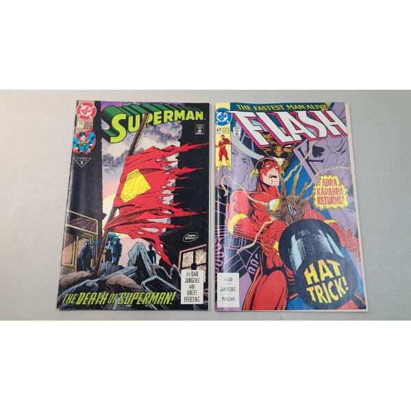 (2) Vintage DC Comic Books - 1993 Superman Issue #75 & 1992 The Flash #67 