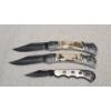 Image 4 : (3) Stainless Steel Folding Pocket Knives With Deer & Eagle Motif 