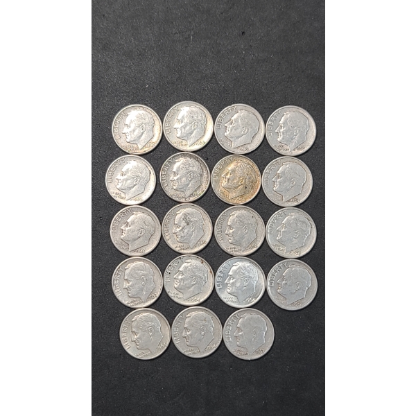 Assorted Years/Mint Marks United States 90% Silver Roosevelt Dimes - Face Value: $1.90
