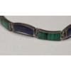 Image 2 : Stamped "970" Silver Green Malachite & Blue Lapis Lazuli 7.5" Bracelet (Missing Hinge Pin) - 12g
