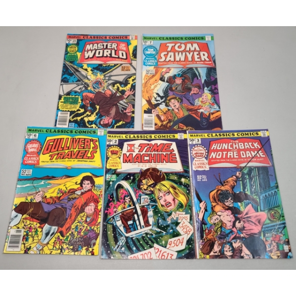 (6) Assorted 1970's Marvel Classic Comic Books - Tom Sawyer, The Hunchback Of Notre Dame & More
