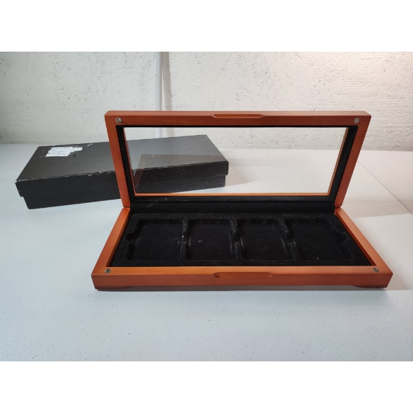 Wooden Glass-Top Coin Display/Storage Box - Holds 4 Standard Slabs