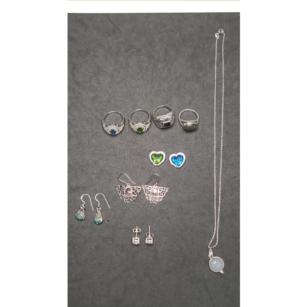 Assorted Sterling Silver Jewelry Including Rings, Necklace Pendants & More - Total Weight: 36.4g