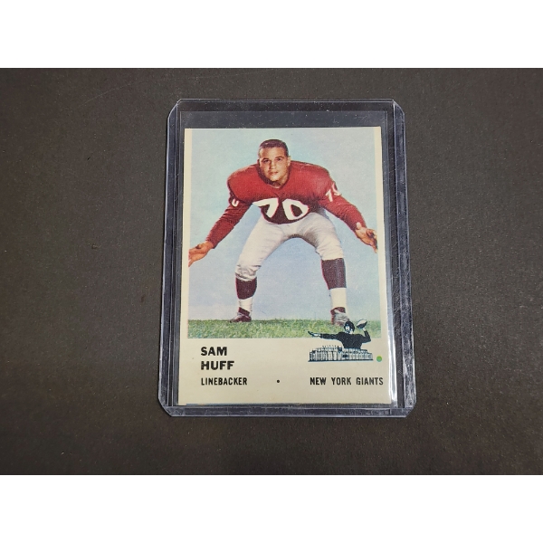 1961 Fleer Sam Huff New York Giants Football Card #74 - In Protective Card Holder