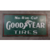 Image 1 : Vintage Large GOODYEAR TIRES "NO-RIM-CUT" Steel Painted Advertising Sign 42" X 21" - Hard To Find