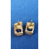 Image 2 : 10K Gold Earrings With Oval Blue & Purple Stone - Weight:1.9g