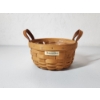 Image 1 : Longaberger "Autumn Tour" Round Button Basket with Leather Handles and Liner - Excellent Condition 