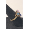 Image 3 : Vintage 10K Yellow Gold Triple Star Sapphire Cluster & Diamond Ring - Size 5 - Weight: 3.3g