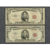 Image 1 : Lot of Two $5 Red Seal Federal Reserve Notes - 1953 & 1963