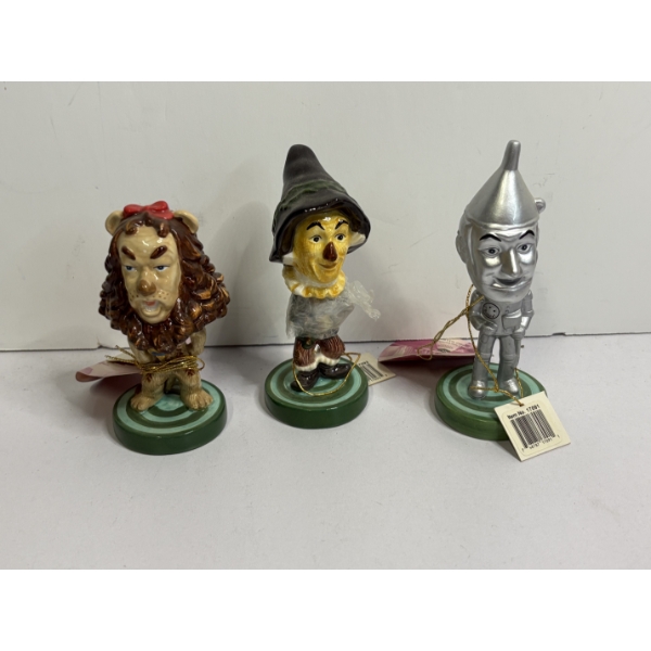 3 Wizard of Oz Bobble Heads - Lion - Scarecrow - Tin Man - ~4.5 inches 