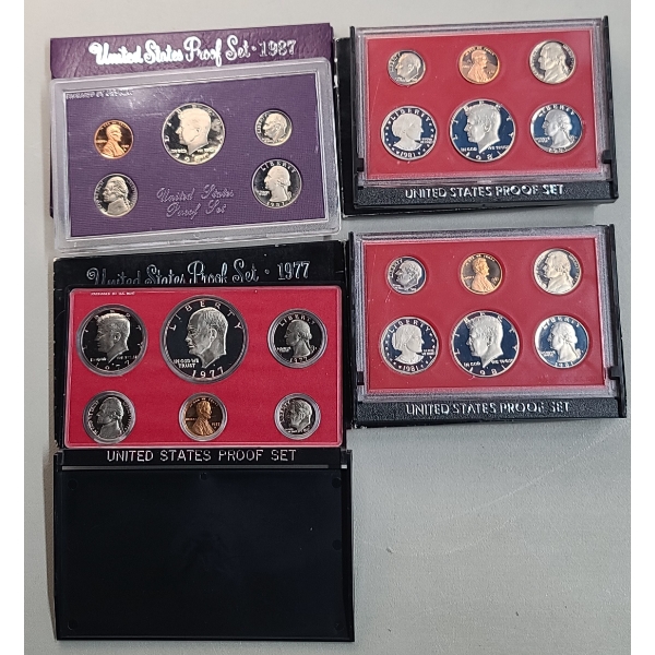 (4) Assorted U.S Proof Coin Sets - Years: 1977, 1981, 1987