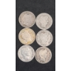 Image 1 : Assorted Years/Mint Marks Barber 90% Silver Dimes - Face Value: $0.60