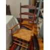 Image 1 : Antique Ladder Back Rocking Chair With Thatch Seat 42" Tall - 23 W