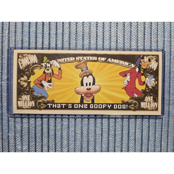 Mint Condition Goofy Million Dollar Bill In Protective Holder