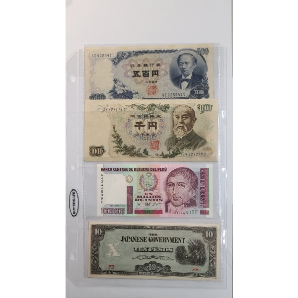 Assorted Denomination Japanese & Peruvian Bank Notes 
