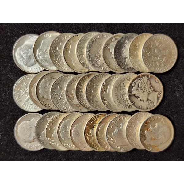 $3 Face Value in Assorted 90% Silver Dimes