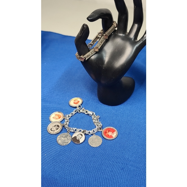 Sterling Silver Charm Bracelet With Some Sterling Charms & Sterling Silver Bracelet With Stones