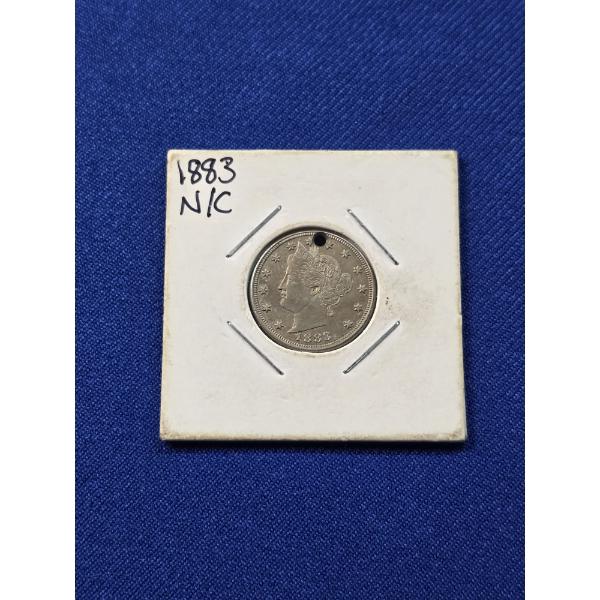 1883 N/C Liberty V Nickel - Nice Coin - Hole on Top