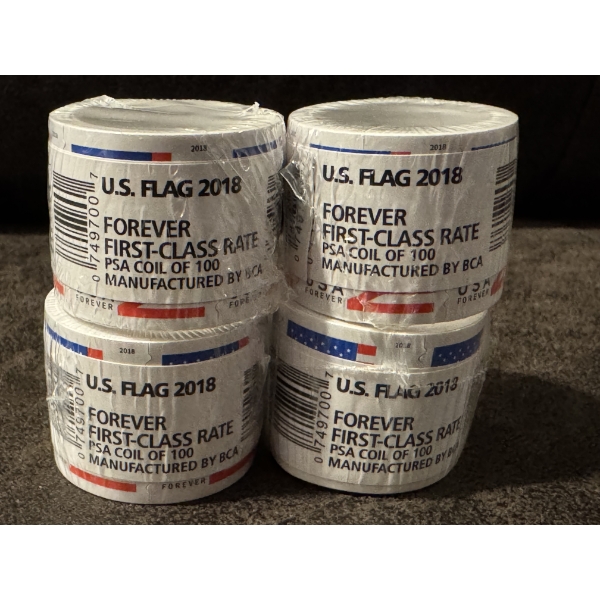 4 - Rolls United States Forever Postage Stamps - Sealed Brand New - Brand New Roll - Face Value $312