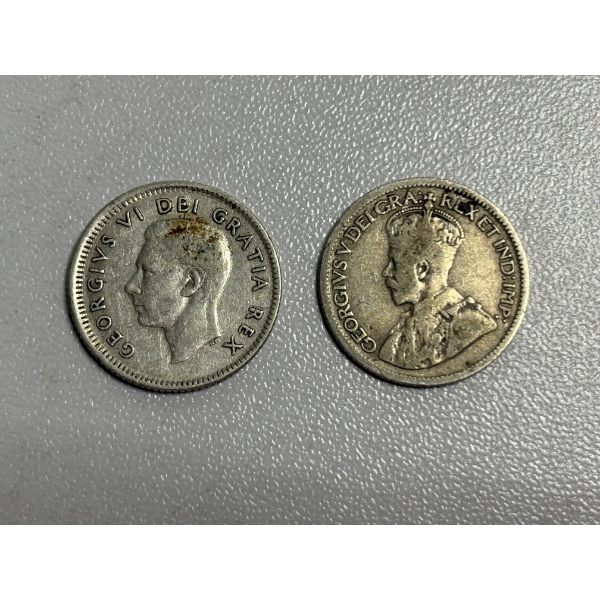 Canadian 80% Silver Coins - Georgivs VI DEI Gratia Rex 10 Cent piece 1952
