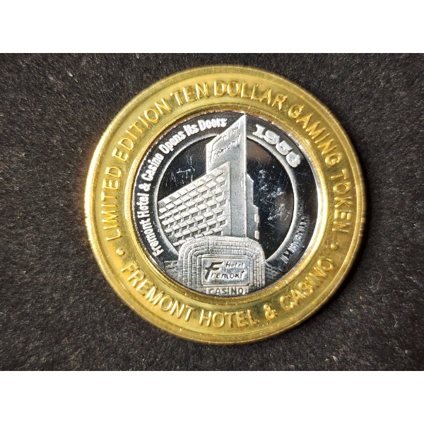 Fremont Hotel & Casino Las Vegas $10 Gaming Token W/ .999 Silver Inside - 50 Years