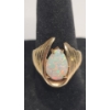 Image 1 : Vintage 14K Yellow Gold Cocktail Ring With Pear-shaped Australian Opal - Size 7.5 - Weight: 7.1g