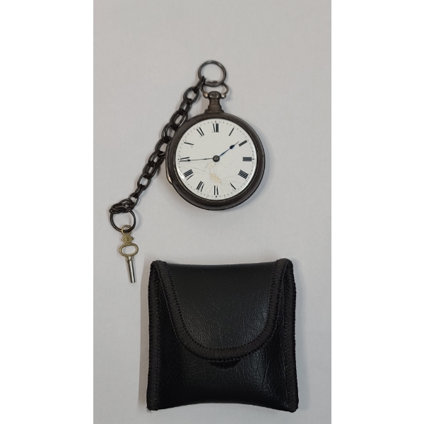 Antique Silver H Harvey London Size 18 Pocket Watch With Key - Non-Working - Weight: 135.6g