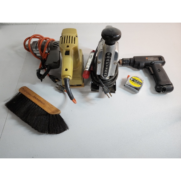 Assorted Vintage Black & Decker and Craftsman Tools: Drill/Driver, Sander, Electric Drill, Jigsaw