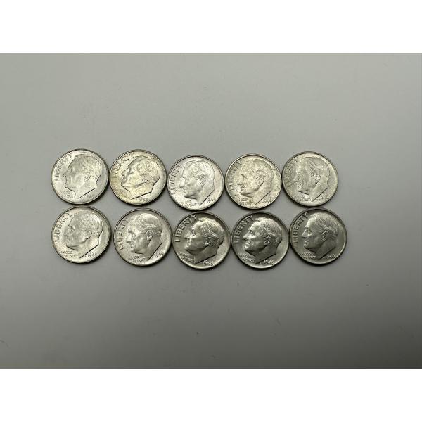Uncirculated Condition 1946 Silver Roosevelt Dimes - 90% Silver, 1.00 $Face Value