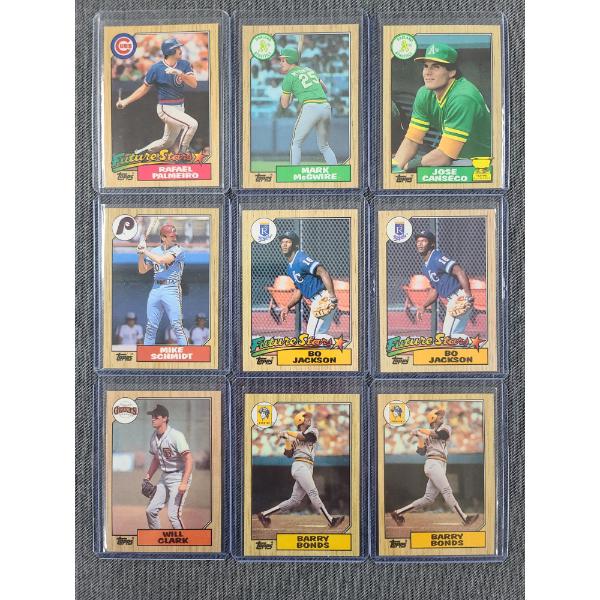 9 Assorted Near Mint 1987 Topps Baseball Trading Cards Including Jose Canseco, Mark McGwire & More!