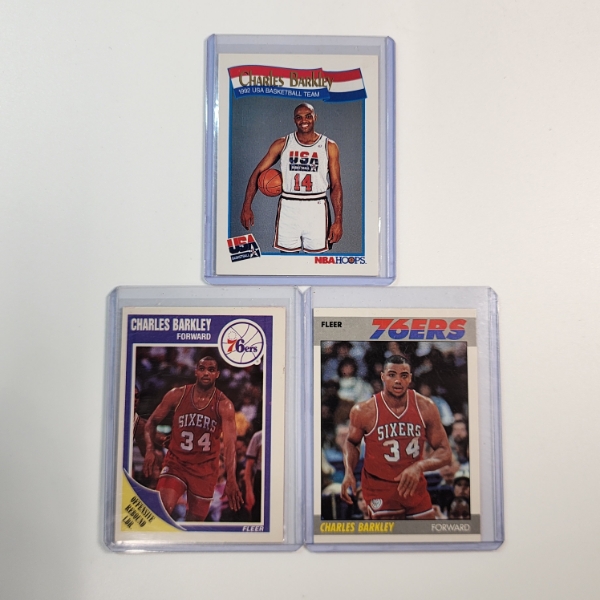 Three Assorted Charles Barkley Basketball Trading Cards 