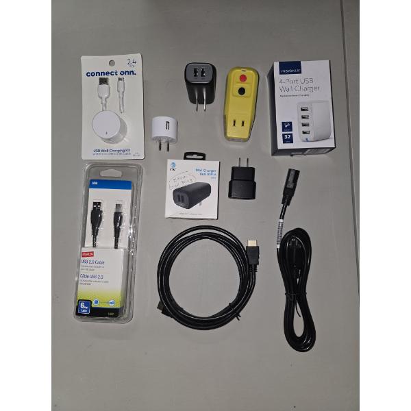 Assorted Electronic Accessories incl Charging Blocks, Cables and More