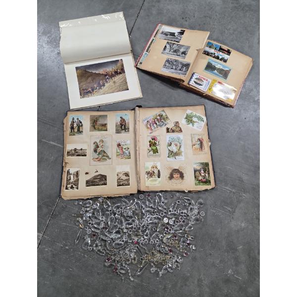 Vintage Scrap Books, 16 Full Color Print Book, & Vintage Chandelier Crystals And Beads 
