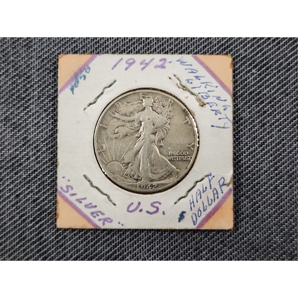 1942 Walking Liberty 90% Silver Half Dollar 