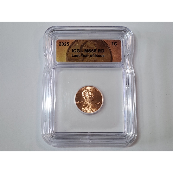 ICG MS 66 RD 2025 Last Year of Issue Lincoln Sheild Cent 