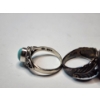 Image 4 : Two Sterling Silver Rings with Large Turquoise/Light Blue Stones - TW: 8.6g 