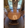 Image 1 : Solid Oak, Amish Made, Dining Table with 6 Chairs - (2) 12" Leaves - 72L x 48W