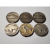 Image 6 : Six Assorted United States Nickels Featuring Three Silver Wartime Nickels & Three Buffalo Nickels!