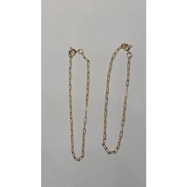 (2) 14K Yellow Gold 5" Cable Link Style Bracelets - Total Weight: 0.9g