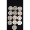 Image 1 : (13) Assorted Years/Mint Marks 90% Silver Washington Head Quarters - Face Value: $3.25