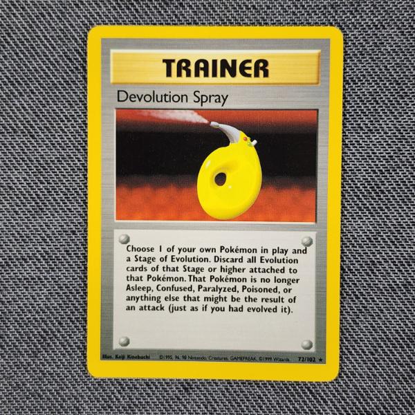 Devolution Spray 72/102 RARE Trainer Vintage Base Set Pokemon Trading Card in Near Mint Condition!