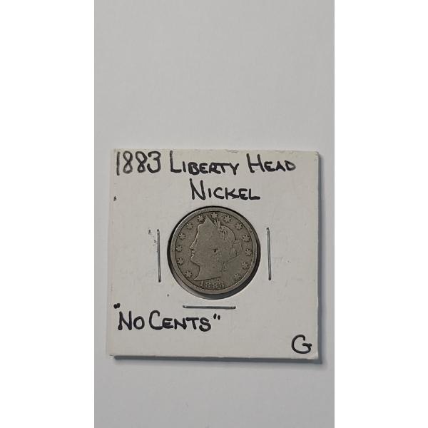 United States 1883 "No Cents" Liberty Head "V" Nickel - Good Condition