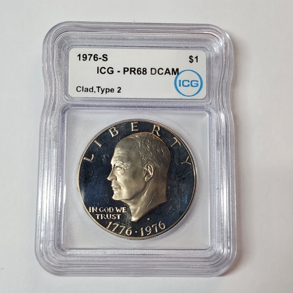 1976-S Clad Type 2 Eisenhower Dollar - ICG PR68 DCAM