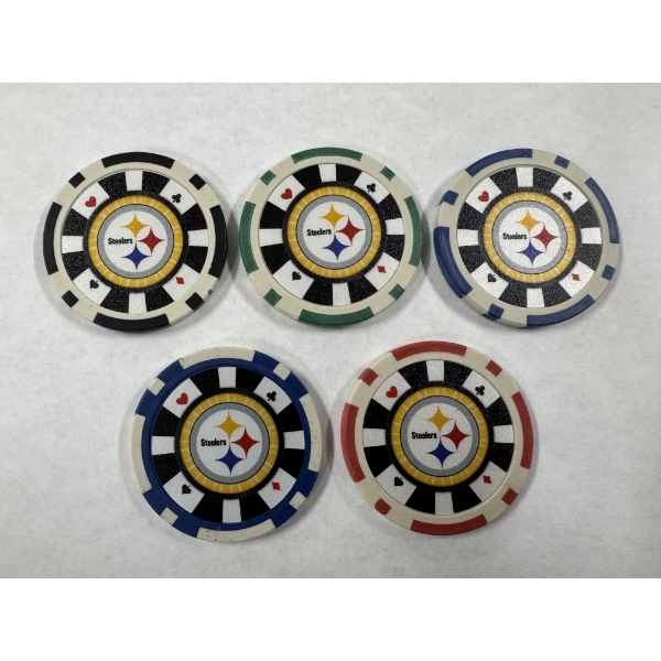 NFL Pittsburgh Steelers - Clay Poker Chip Set - Mint Condition - Complete Set 5 Chips