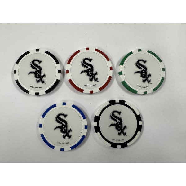 5 - RARE Chicago White Sox Baseball Clay Poker Chips - Mint Condition - Complete Set