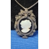 Image 2 : Beautiful Sterling Silver Cameo Jewelry Set Including Earrings, Necklace & Ring - TW: 20.2g