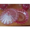 Image 4 : Group of Cranberry Vintage Glass Pieces - Including Fantastic Heavy Covered Candy Dish