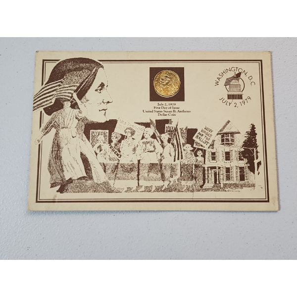1979 Susan B. Anthony "First Day of Issue" Dollar Coin in Commemorative Display Card 