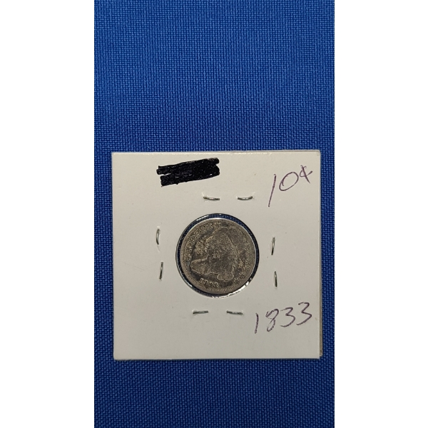 United States 1833 Capped Bust 89.2% Silver Dime