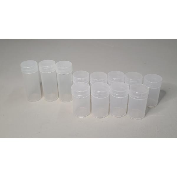 13 Plastic Round Coin Storage Tubes with Screw on Cap